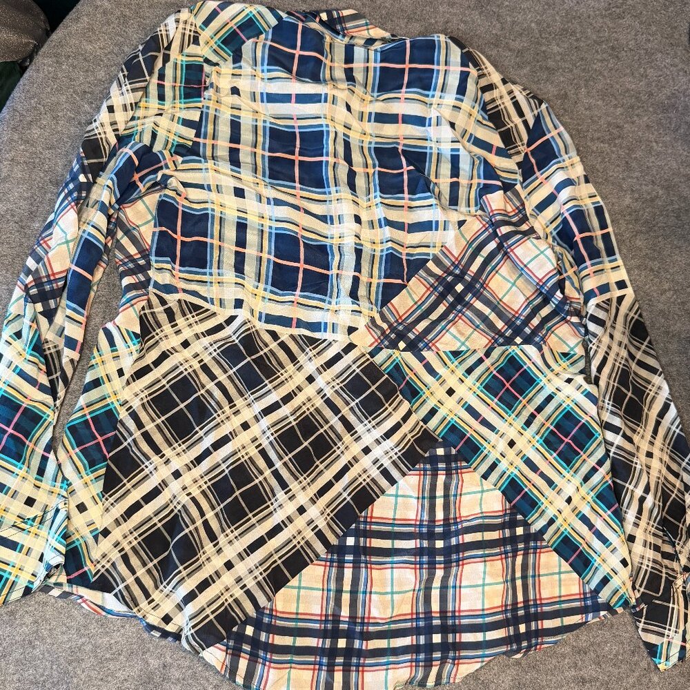 Johnny Was Idora Patchwork Button Down Shirt Silk… - image 8